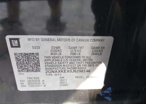 2018 Chevrolet Equinox Lt from USA, damaged, VIN 2GNAXKEX0J6298146
